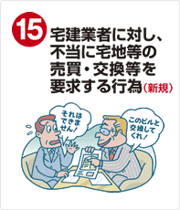 宅建業者に対し、不当に宅地等の売買・交換等を要求する行為