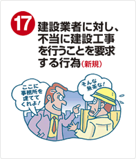 建設業者に対し、不当に建設工事を行うことを要求する行為